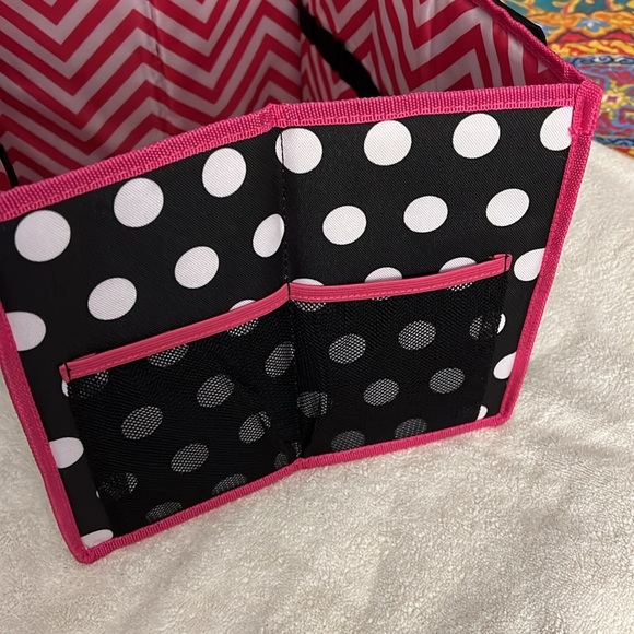 The Pampered Chef Black and Pink Tote with Polka Dots - Picture 4 of 7